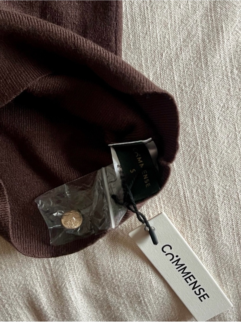 Commense Cinched Waist Knit Shirt Midi Dress in Brown - Picture 7 of 7
